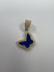 14k blue and gold butterfly pendant w/stones
