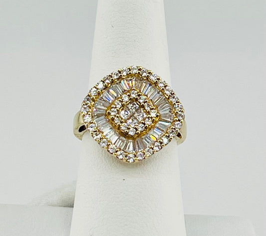 14k square ring with stones