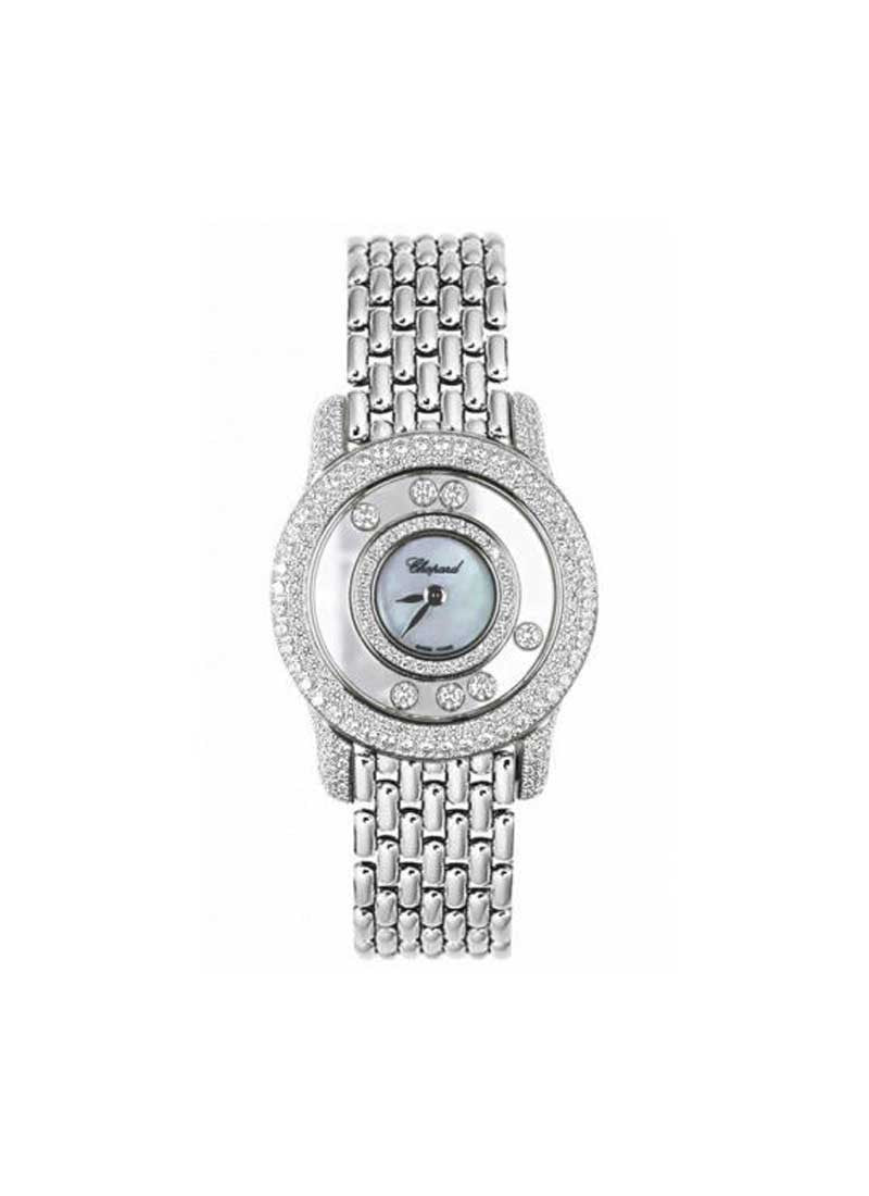 Chopard Happy Diamonds 28mm 18k White Gold White MOP Dial Factory Diamond Bezel Watch 209181