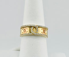 14k two toned ring with stones