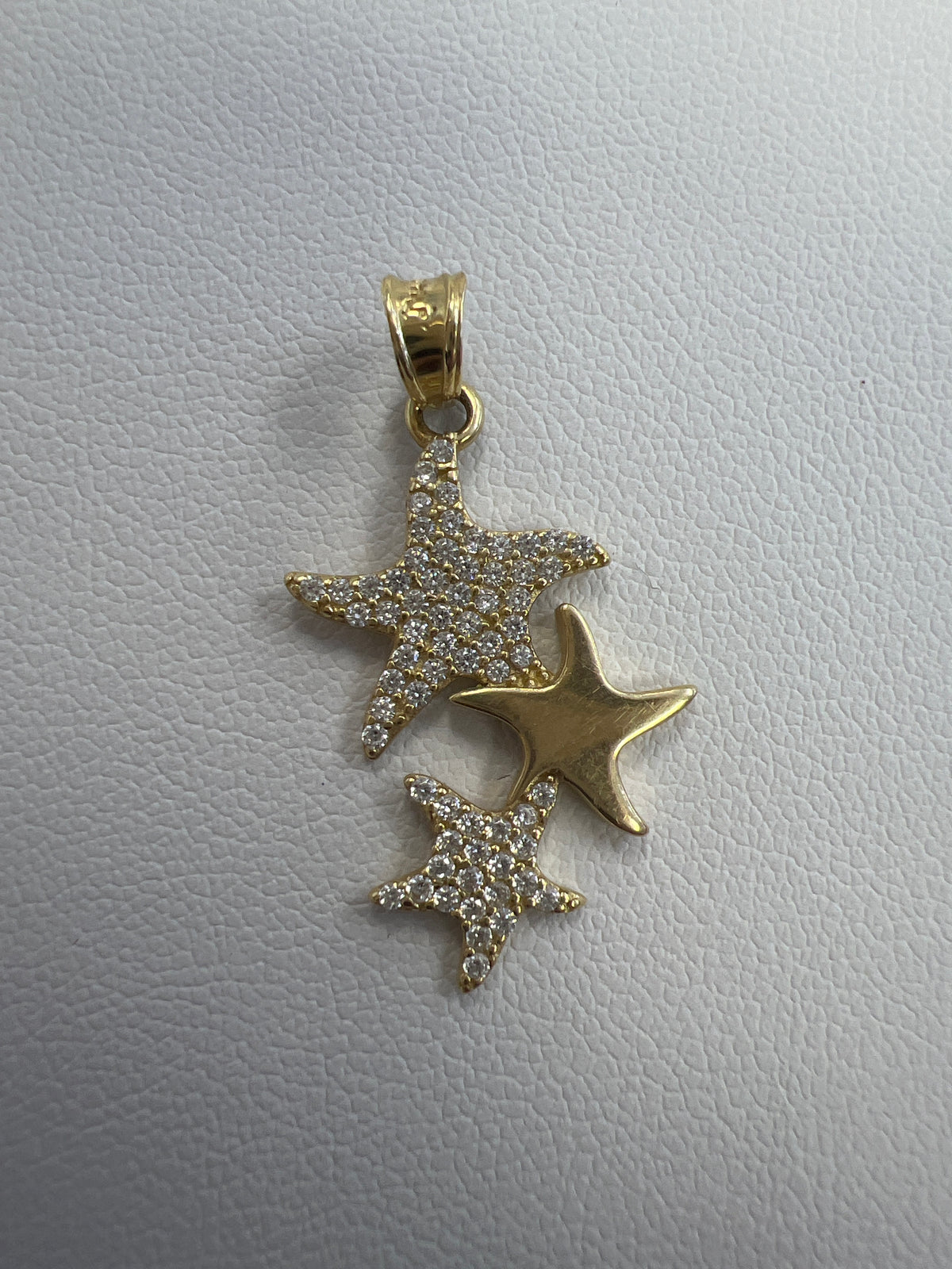 14k pendant 3 starfish w/stones