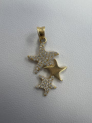 14k pendant 3 starfish w/stones