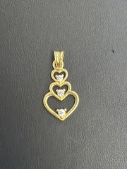 14k stacked stone hearts