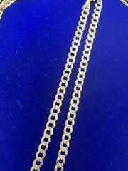 14k cuban link two tone white diamond cut cut 18” long 4.6mm