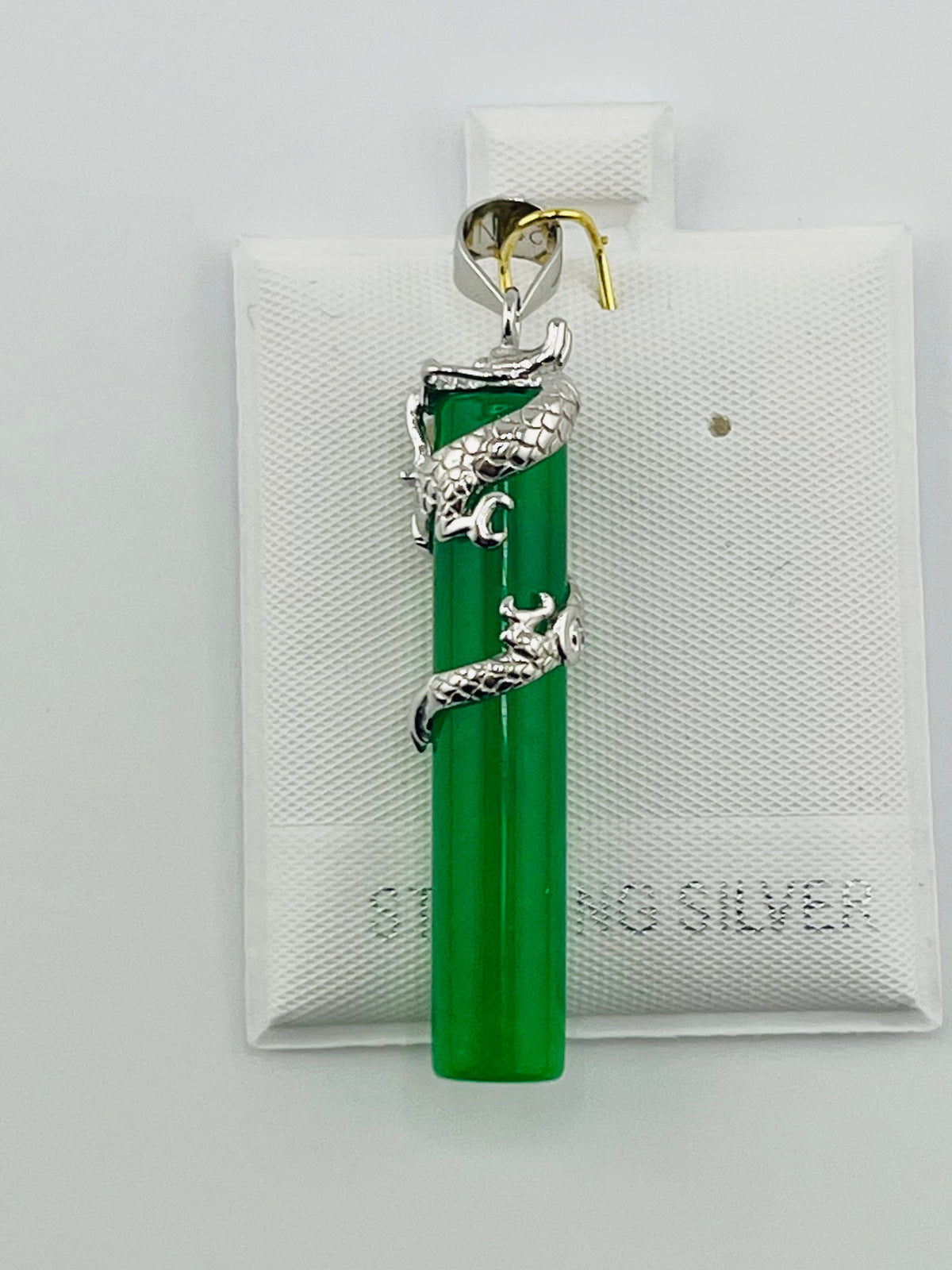 Silver dragon pendant jade