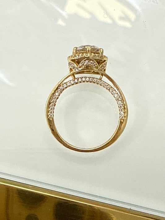 14k ring ladies engagement cz with halo