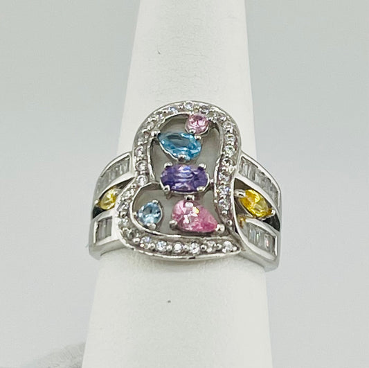 14k multi-colored stone ring