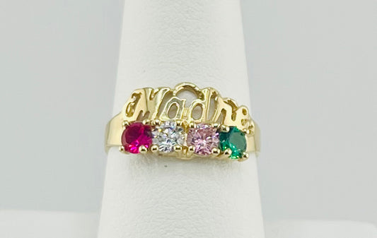 14k 4 color stone madre ring