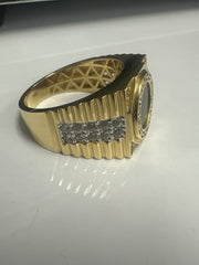 14k ring men with black onix stone and stones on the side