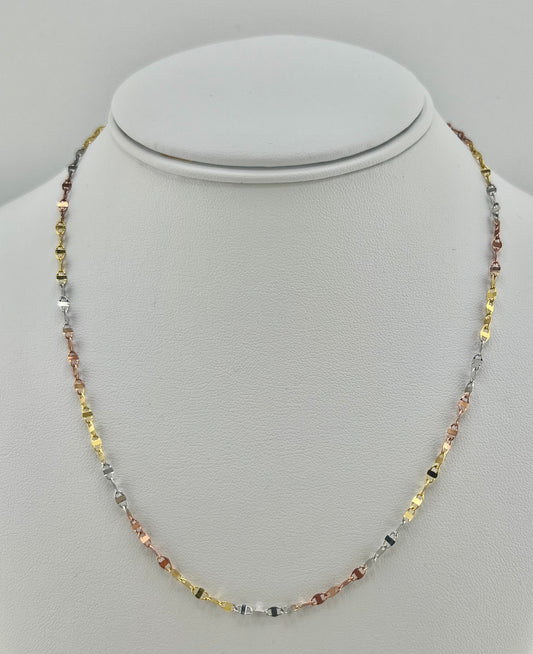 14k tri-colored necklace gucci style 18”