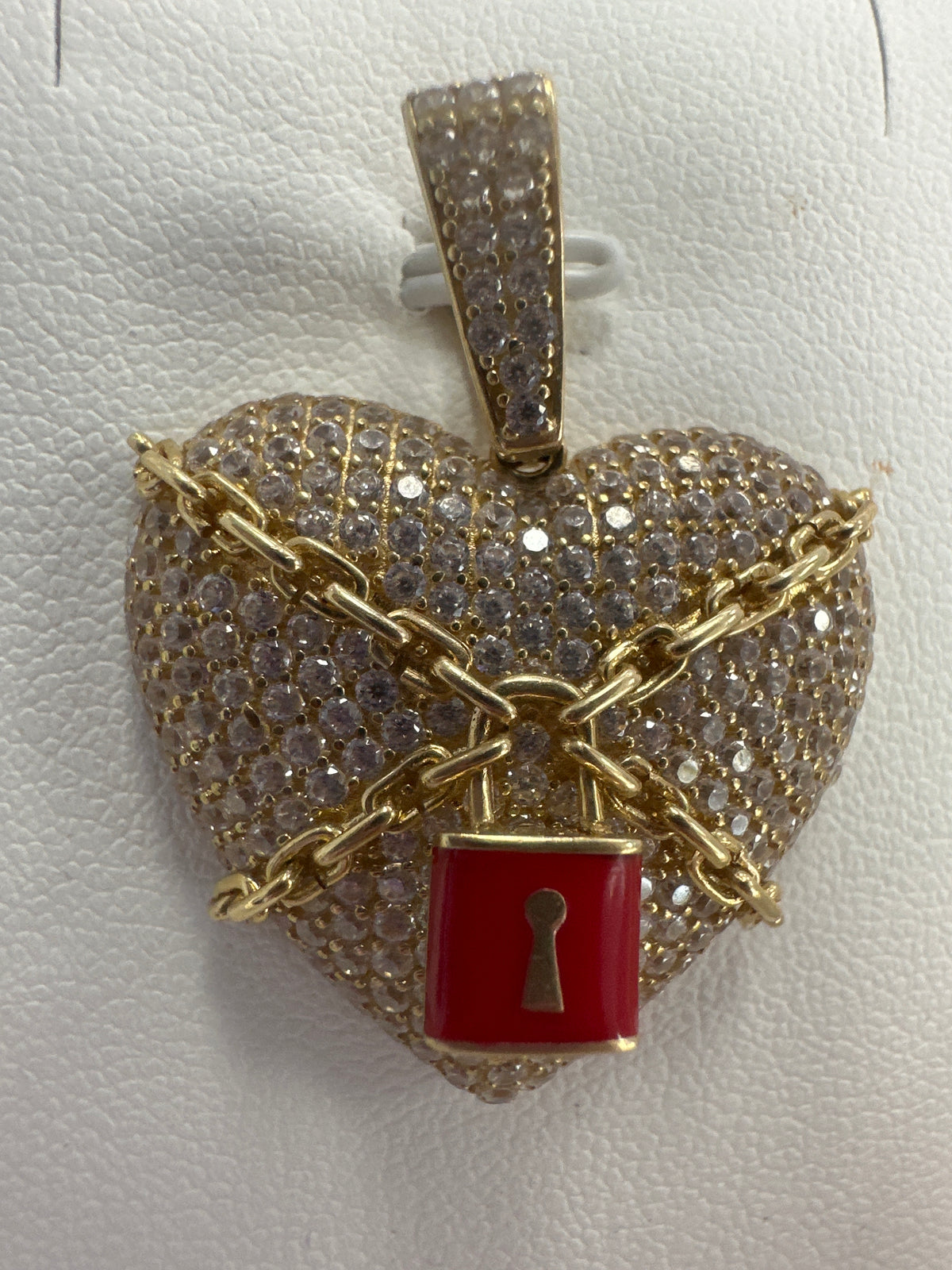 14k locked heart pendant w/ stones