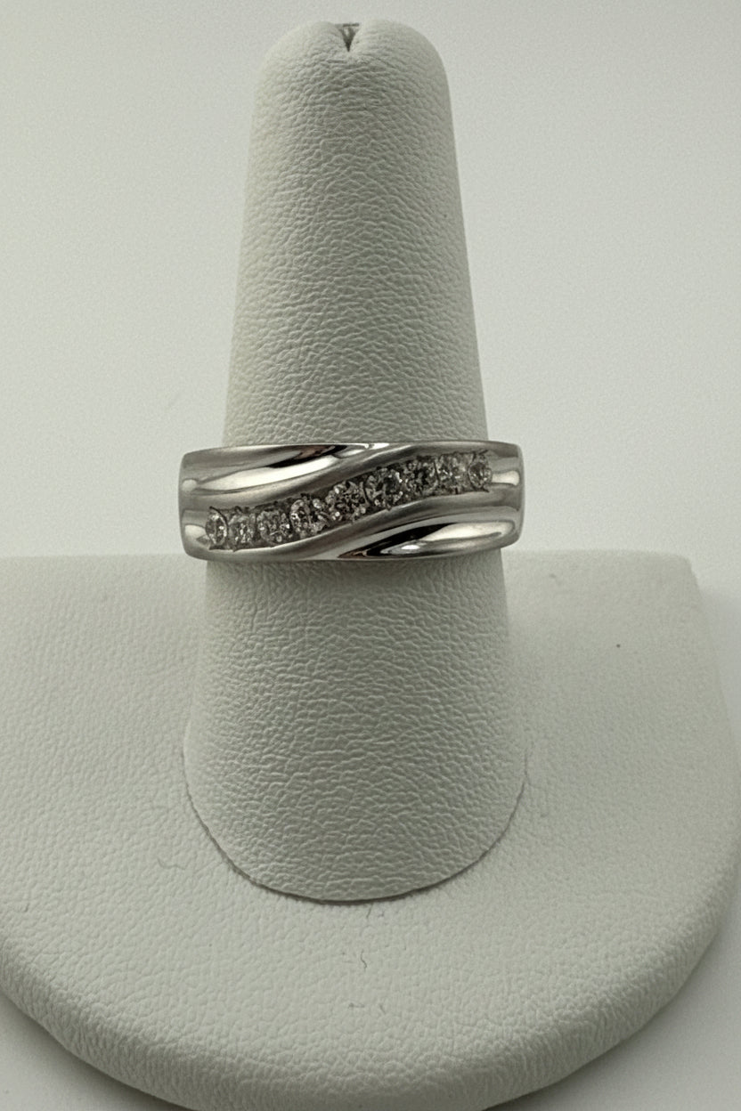 Ring silver lab diamonds band for men  .50Ct