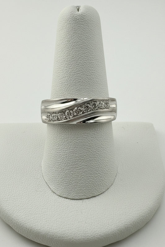 Ring silver lab diamonds band for men  .50Ct