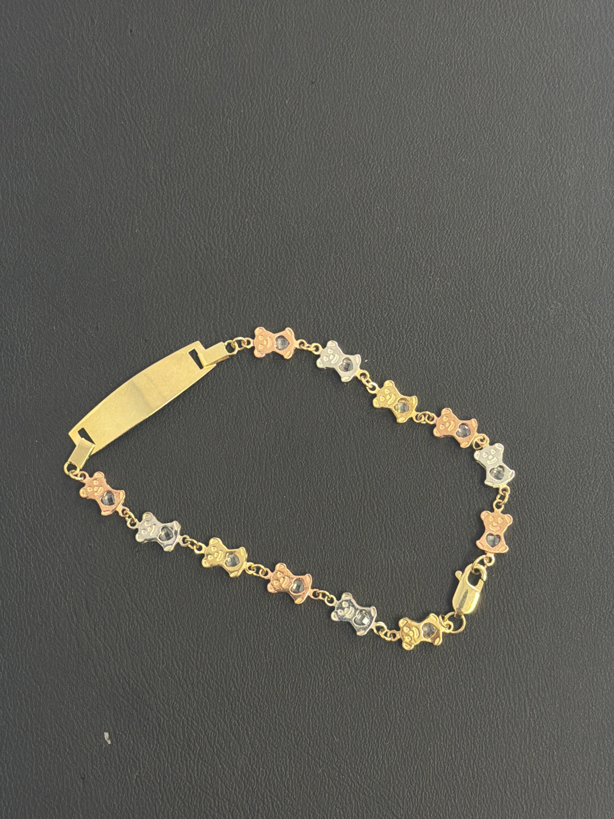 10k bear tricolor bracelet with plate