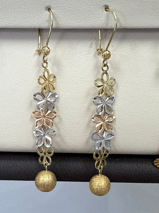 14k Dangle flower earrings
