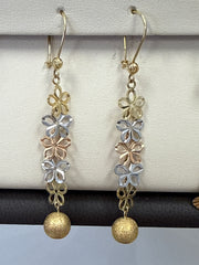 14k Dangle flower earrings