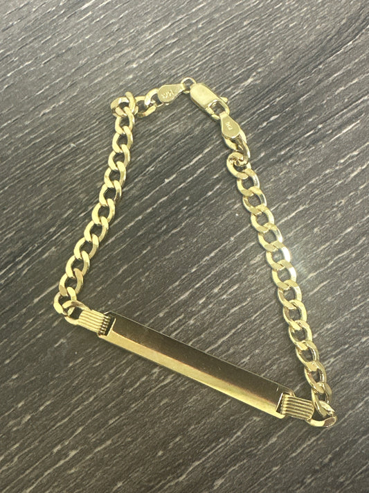 14k bracelet cuban link ID 2 tones