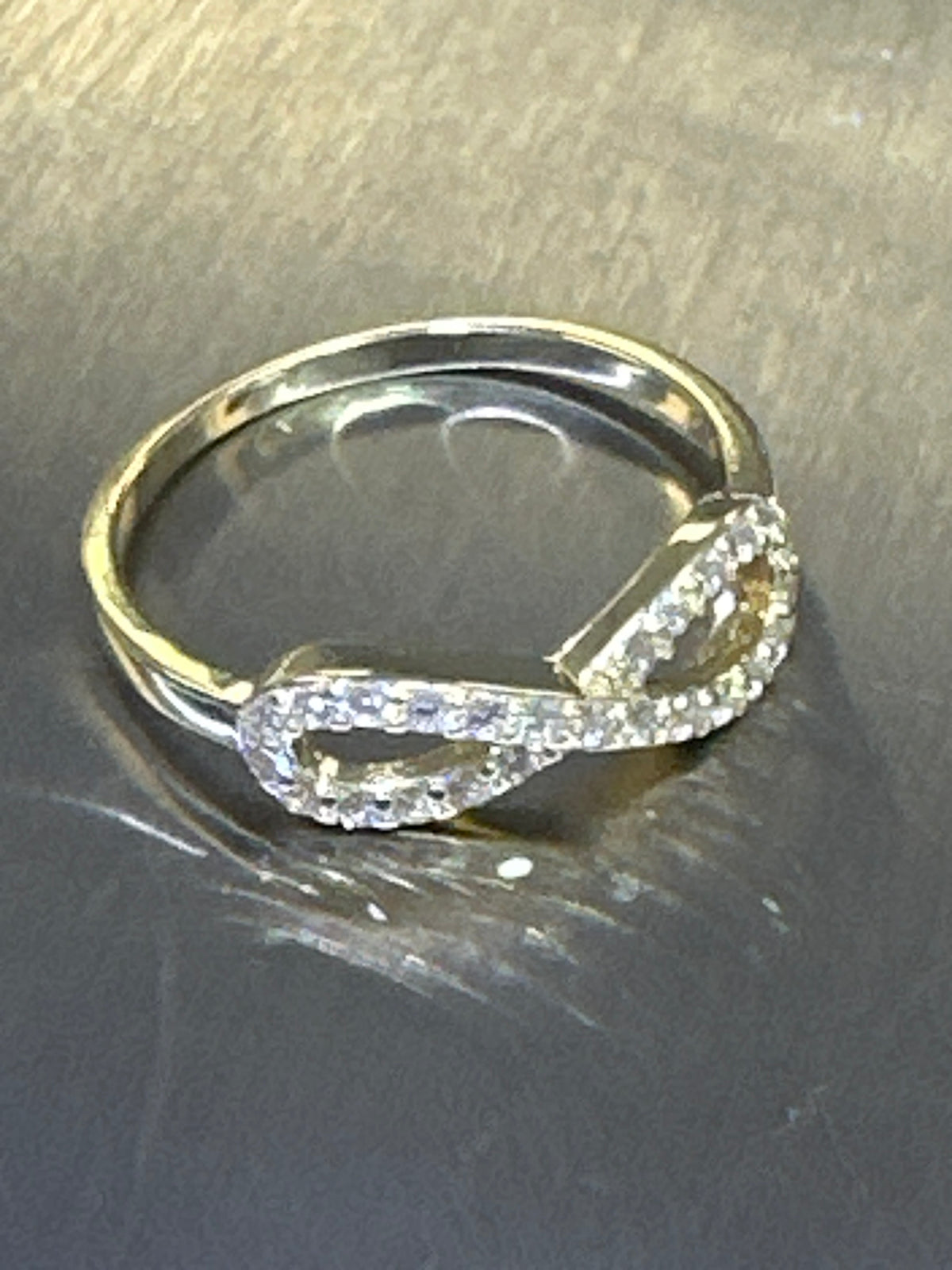 14k heart and infinity ring with stones