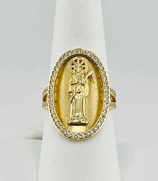 14k santa muerte ring with stones