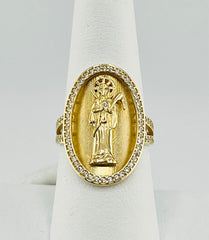 14k santa muerte ring with stones