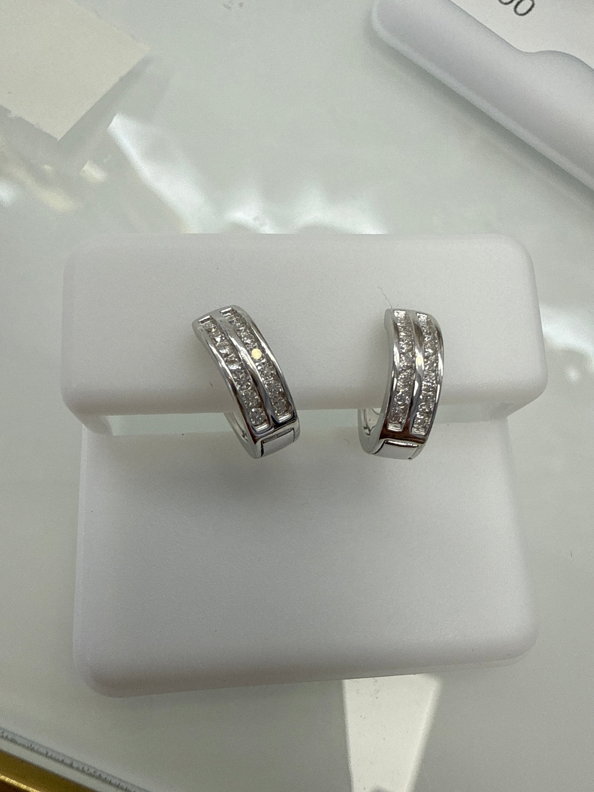 Silver 925  earring moissanite hoops Huggies