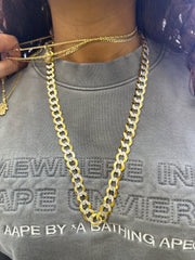14k necklace cuban 2 tones
