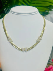 10k Necklace Monac choker butterflies with stones  18”