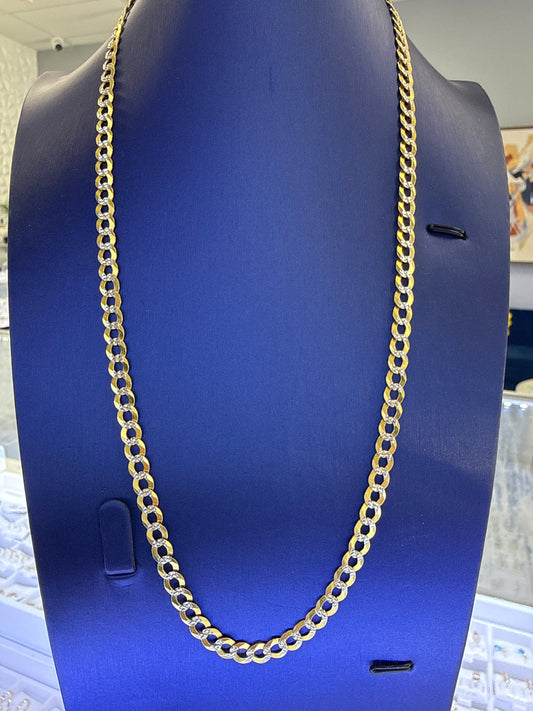 14k cuban with white diamond cut 22" 18.5 grams