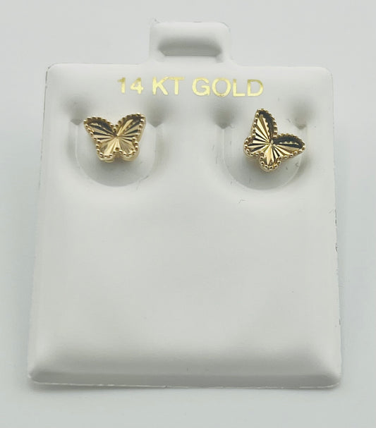 14k baby and ladies butterfly earring with push back