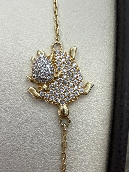 14k bracelet turtle with baby with stones