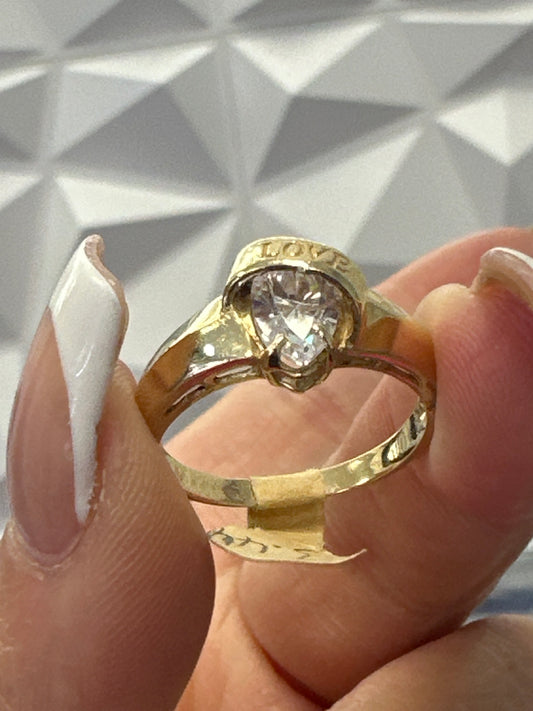 14k “LOVE” and heart ring with stones