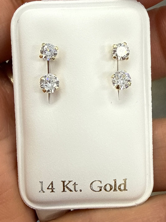 14k stone stud telephone style