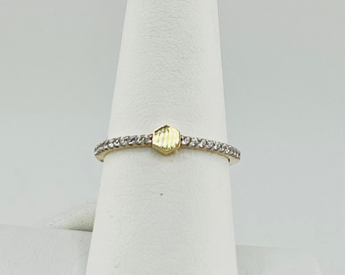 14k hexagon ring with stones