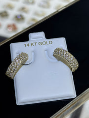 14k ladies earring hoop with stones hugies