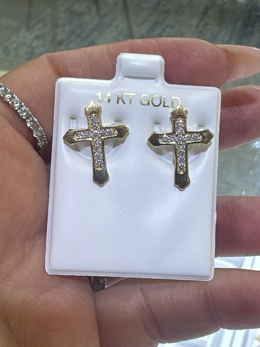 14k earings with cross