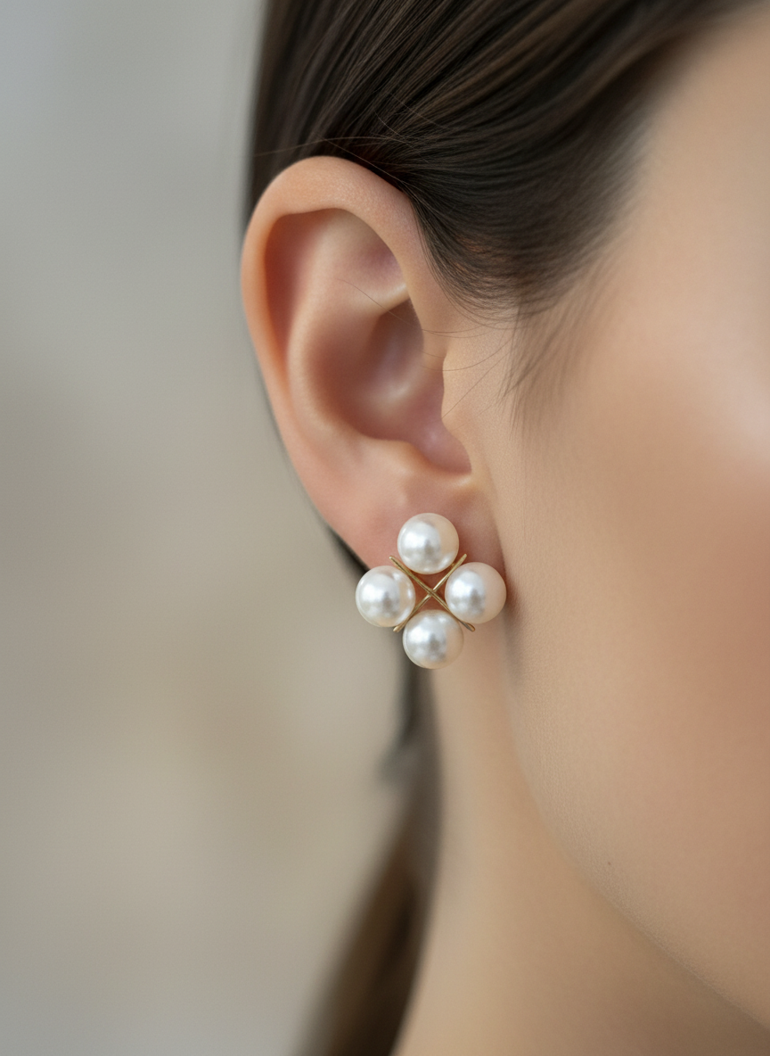 14k Pearl earrings push back