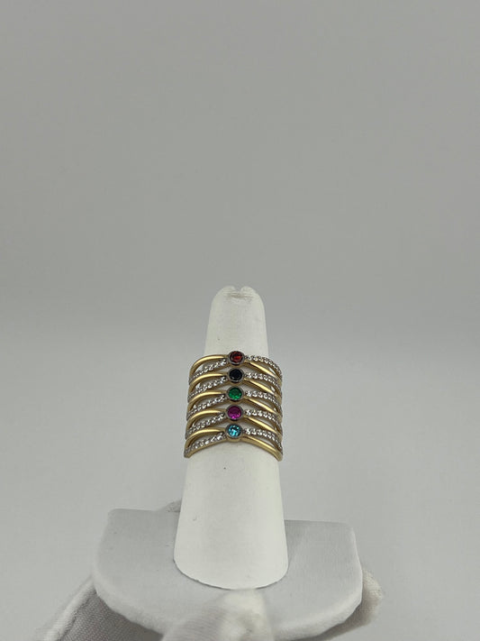 14k multi-colored stone ring