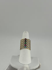 14k multi-colored stone ring
