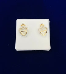 10k hearts with a crown diamond earrings 0.15ct