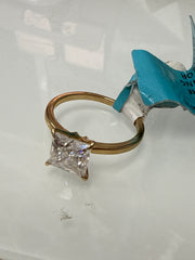 10k ring engagement moissanite yellow gold