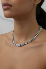 925 Silver cuban style necklace with Diamonds 0.50ct 20”