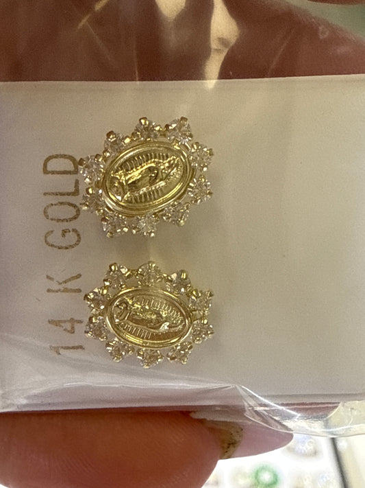 14k Earring  virgen Guadalupe with stones
