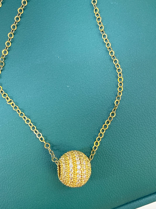 14k 3 color necklace choker ball
