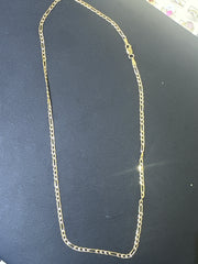 14k Necklace figaro style 2 tones 18” 2.3mm