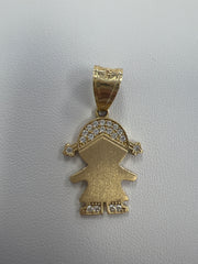 14k pendant little girl with stones