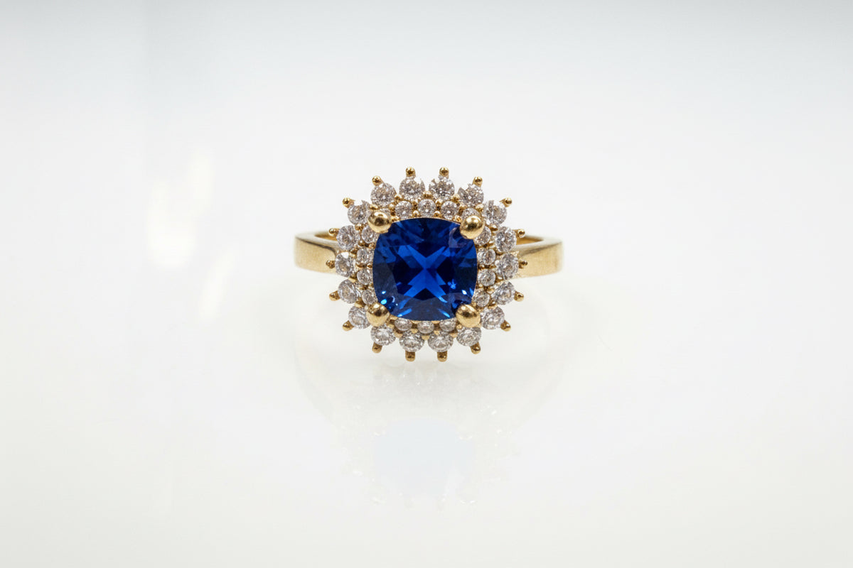 10k ring  yellow gold blue stone
