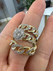 14k diamond .75ct trio set engagement rings wedding