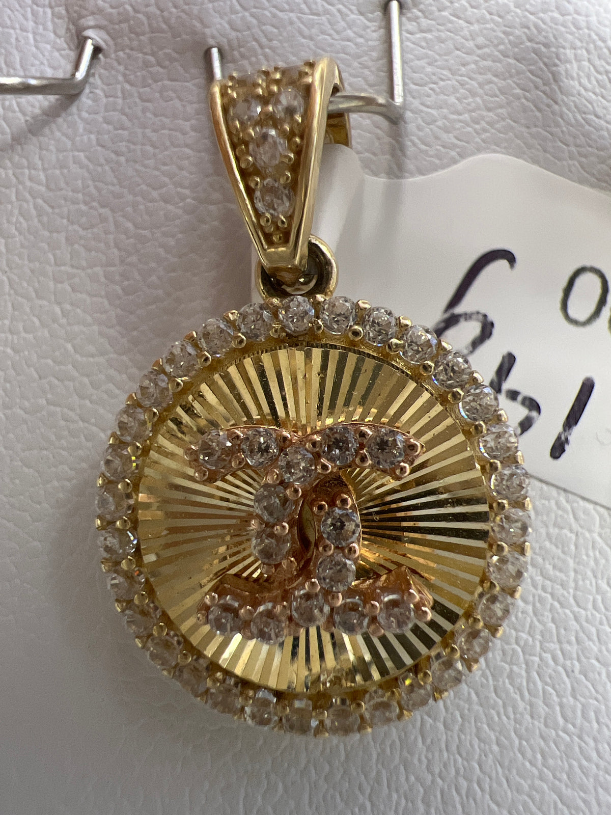 14k CC pendant with stones