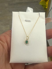 14k necklace Emerald &  Cross .03ct style  17”