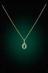 14k necklace Emerald &  Cross .03ct style  17”